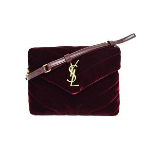 Saint Laurent Paris Monogram Loulou Toy Bag Velour Bordeaux Purple
